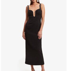 Anthropologie Bardot Brooklyn Diamante Midi Dress Crepe Glamour Sophisticated